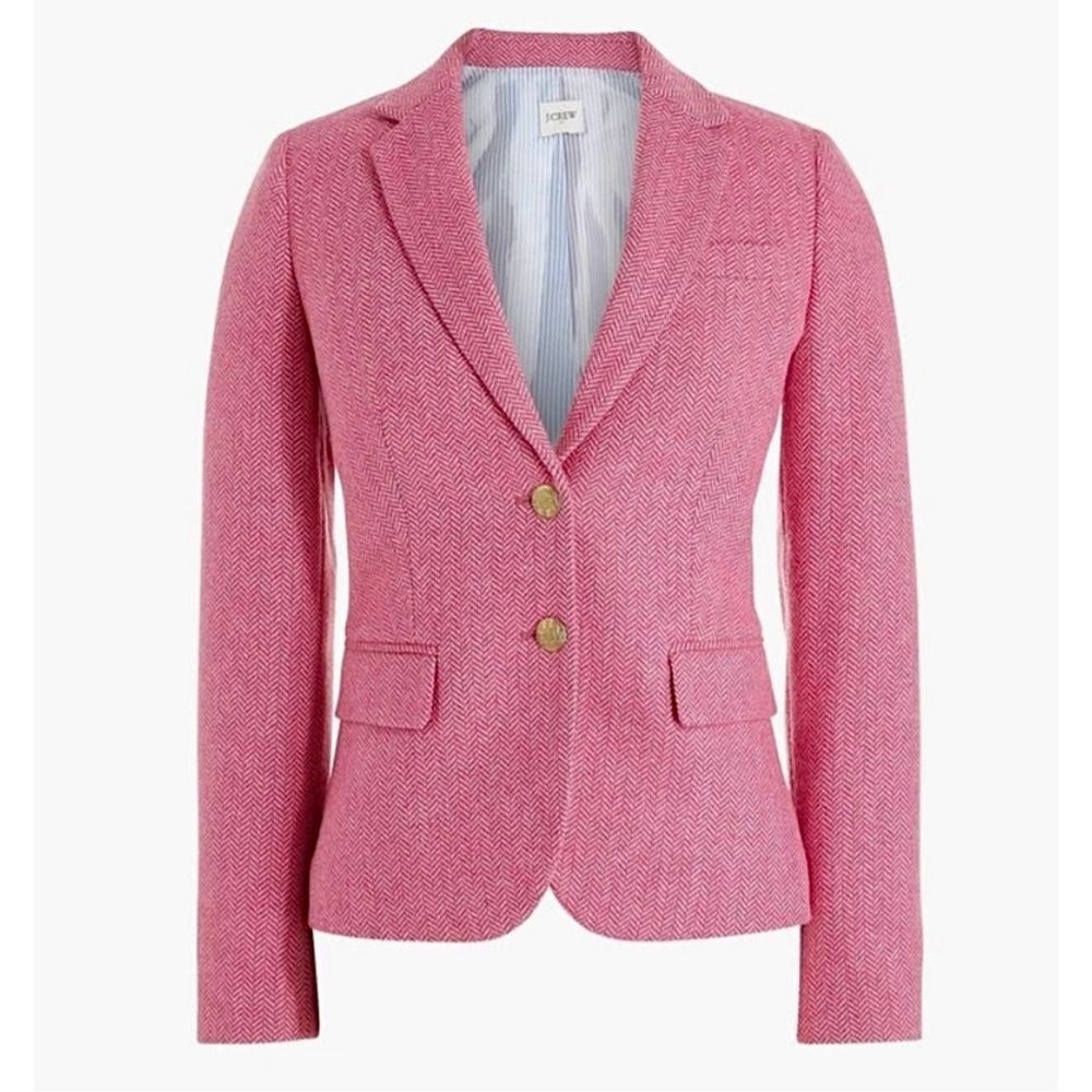 J Crew Pink Herringbone Wool Blend Blazer size 6